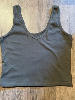 Eclipse Olive Scoop Neck Cropped Tank